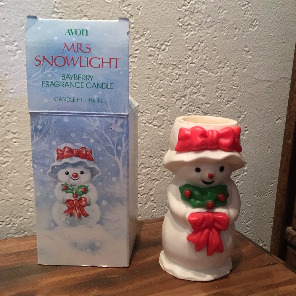 Vintage AVON MRS SNOWLIGHT Bayberry Fragrance Candle Christmas Snowman 5.5”